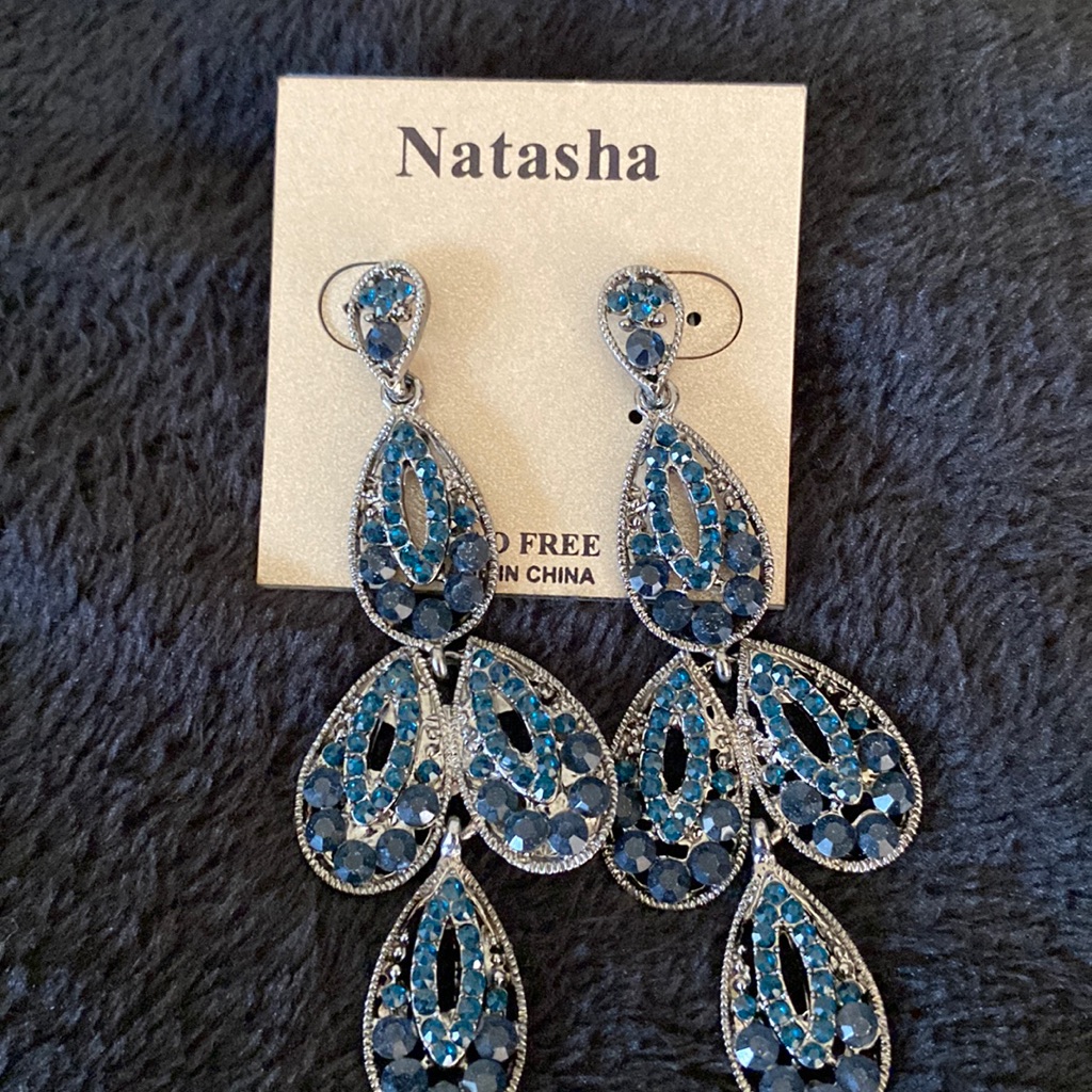Natasha Blue And Silver Drop Earrings 14$